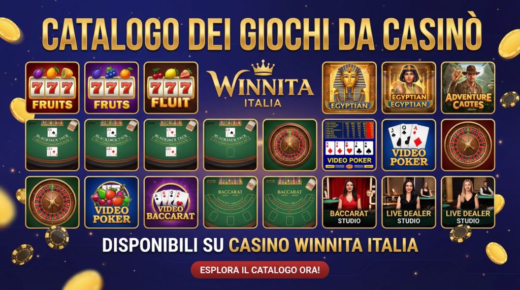 Il sito del casinò Winnita Italia ha un ampio catalogo di giochi
